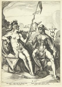 Die Allianz zwischen Athene und Merkur (Hermathena) von Jacob Matham