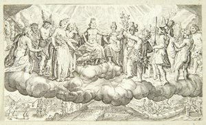 Bacchus reicht Jupiter Wein