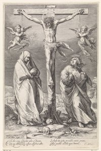Christus am Kreuz mit Johannes und Maria von Jacob Matham