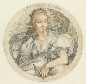 Diana in einer runden Umrahmung