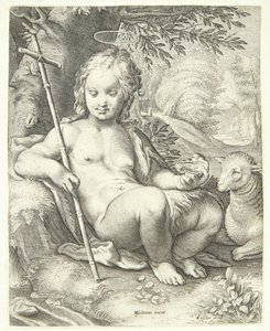 Johannes der Täufer in der Wildnis von Jacob Matham