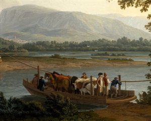 Fähre auf dem Sele von Jacob Philippe Hackert