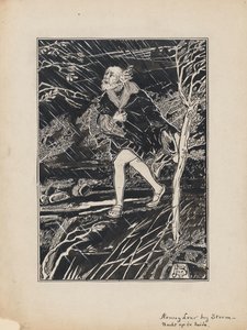 Entwurf Illustration für King Lear von Shakespeare: King Lear bei Sturm auf der Heide