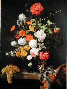 Stillleben mit Blumen und Trauben, ca. 1675