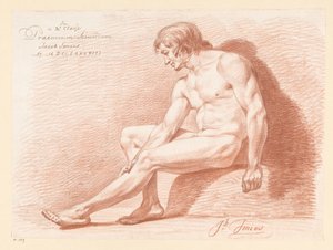Sitzender männlicher Akt, von der Seite gesehen (2. Preis 1788) von Jacob Smies