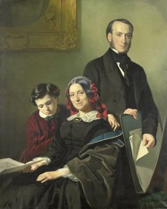 Mevrouw A.J. Schmidt-Keiser, Witwe des Malers Willem Hendrik Schmidt (1809-49), der Lehrmeister von Jacob Spoel, mit ihrem Bruder J.N. Keiser und ihrem zehnjährigen Sohn von Jacob Spoel
