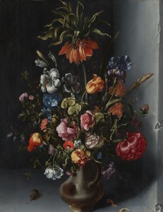 Blumenstillleben mit einer Kaiserkrone in einer Steinnische von Jacob Vosmaer (signed by artist)