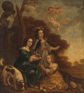 Porträt von Geertruyt, Margriet und Anna Delff, die Töchter des Künstlers (Porträt von drei kleinen Mädchen in einer Landschaft)