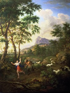 Eine arkadische Landschaft mit Pan und Syrinx von Jacob de Heusch
