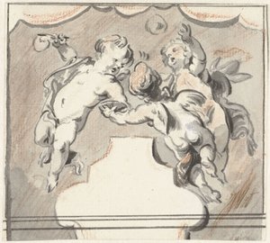 Drei schwebende Putti von Jacob de Wit