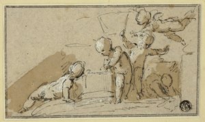 Fünf Putti beim Spielen