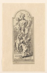 Putti mit Büste einer Frau zwischen Bäumen von Jacob de Wit