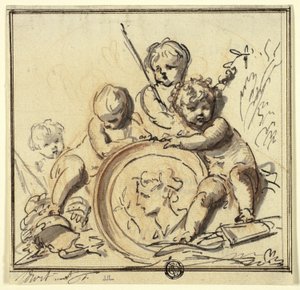 Putti mit Medaillon