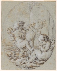 Drei Putti: Entwurf für ein Grisaille-Gemälde von Jacob de Wit