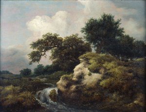 Landschaft mit Düne und kleinem Wasserfall von Jacob van Ruisdael