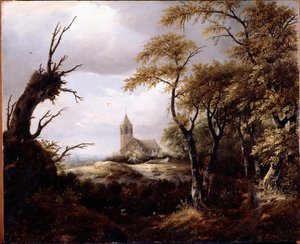 Landschaft mit Kirche von Jacob van Ruisdael
