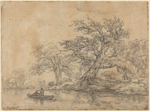 Alte Bäume entlang eines Ufers von Jacob van Ruisdael