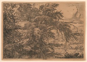 Das strohgedeckte Haus auf dem Hügel von Jacob van Ruisdael