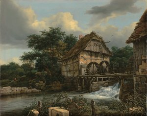 Zwei Wassermühlen und ein offener Schütz