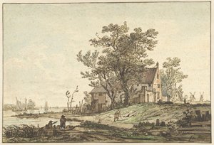 Altes Bauernhaus an einem Fluss