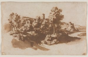 Landschaft mit Befestigung zwischen Marino und Frascati von Jacob van der Ulft