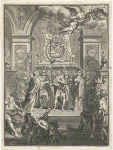 Maria Stuart überreicht Wilhelm III. den Kommandostab