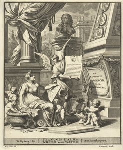Titelblatt für A. Bogaert, De roomsche monarchy, vertoont in de muntbeelden der westersche en oostersche keizeren, Utrecht 1697 von Jacobus Baptist