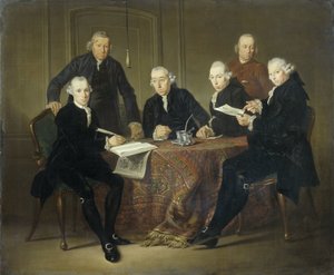 Die vier Regenten, der Sekretär und der Hausvater des Leprosenhauses von Amsterdam, 1773