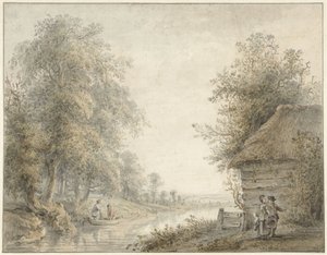 Bauernscheune an einem Kanal am Waldrand von Jacobus Versteegen