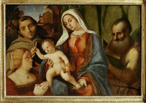 Sacra Conversazione: Madonna und Kind, Heiliger Antonius, Heiliger Hieronymus und Stifter