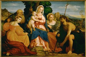 Die Jungfrau Maria mit Kind und Heiligen von Jacopo (c.1480-1528) Palma