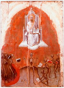 Linkes Panel des Polyptychons der Offenbarung: Christus mit dem Buch des Lebens von Jacopo Alberegno