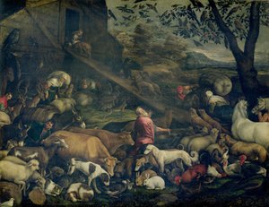 Tiere betreten die Arche