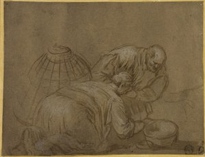 Bauernpaar, das in einen Korb schaut von Jacopo Bassano