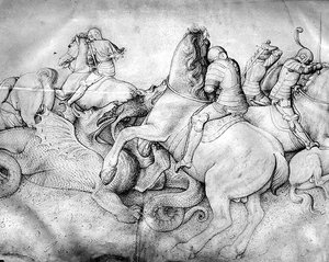 Kampf gegen Drachen, ca. 1450