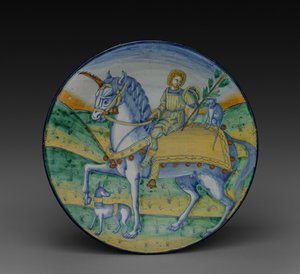 Mann reitet auf einem Einhorn von Jacopo Caffagiolo
