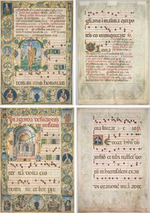 Paar von Gradualen: Initiale (M) mit St. Andreas (recto) und Messe für die Toten (recto)
