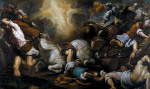 Die Bekehrung des heiligen Paulus auf dem Weg nach Damaskus - Gemälde von Jacopo Palma dem Jüngeren (1592) von Jacopo Il Giovane Palma