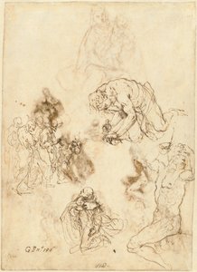 Studien von Christus heilt den Blinden, Heiliger Philipp Benizzi und Heiliger Sebastian von Jacopo Palma il Giovane