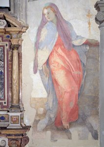 Die Heimsuchung, Detail von Elisabeth rechts vom Altar
