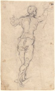 Ein schreitender Jüngling mit erhobenen Armen, von hinten gesehen, ca. 1579