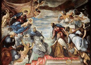 Doge Nicolo da Ponte kniet vor der Jungfrau von Jacopo Robusti Tintoretto