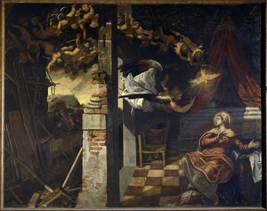 Die Verkündigung. Gemälde von Jacopo Robusti genannt Le Tintoret (Il Tintoretto) (1518-1594) von Jacopo Robusti Tintoretto