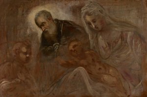 Die Heilige Familie mit dem jungen Johannes dem Täufer, 1547 von Jacopo Robusti Tintoretto