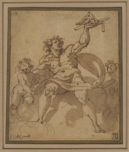 Eine Allegorie der Architektur: Eine männliche Figur mit zwei Putti von Jacopo Zucchi