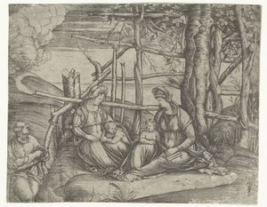 Heilige Familie mit Elisabeth und Johannes dem Täufer von Jacopo de