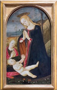 Anbetung Christi mit dem jungen Johannes dem Täufer von Jacopo del Sellaio