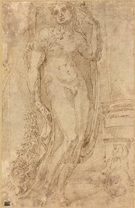 Allegorische Figur mit einer Katze und einem Schwein, um 1530 von Jacopo di Giovanni di Francesco