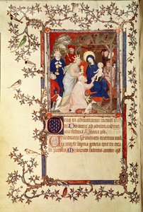 Lat 18014 f.42v Die Anbetung der Könige, aus Les Petites Heures de Duc de Berry, ca. 1385-90