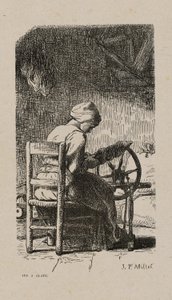 Frau beim Spinnen von Jacques Adrien Lavieille